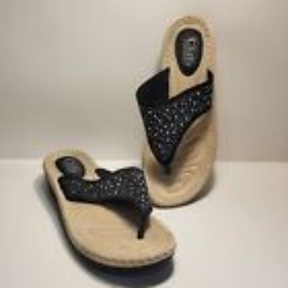 Cliffs by White Mountain Women's Black Tan Sandals Rhinestones Size-8.5 - Picture 5 of 9
